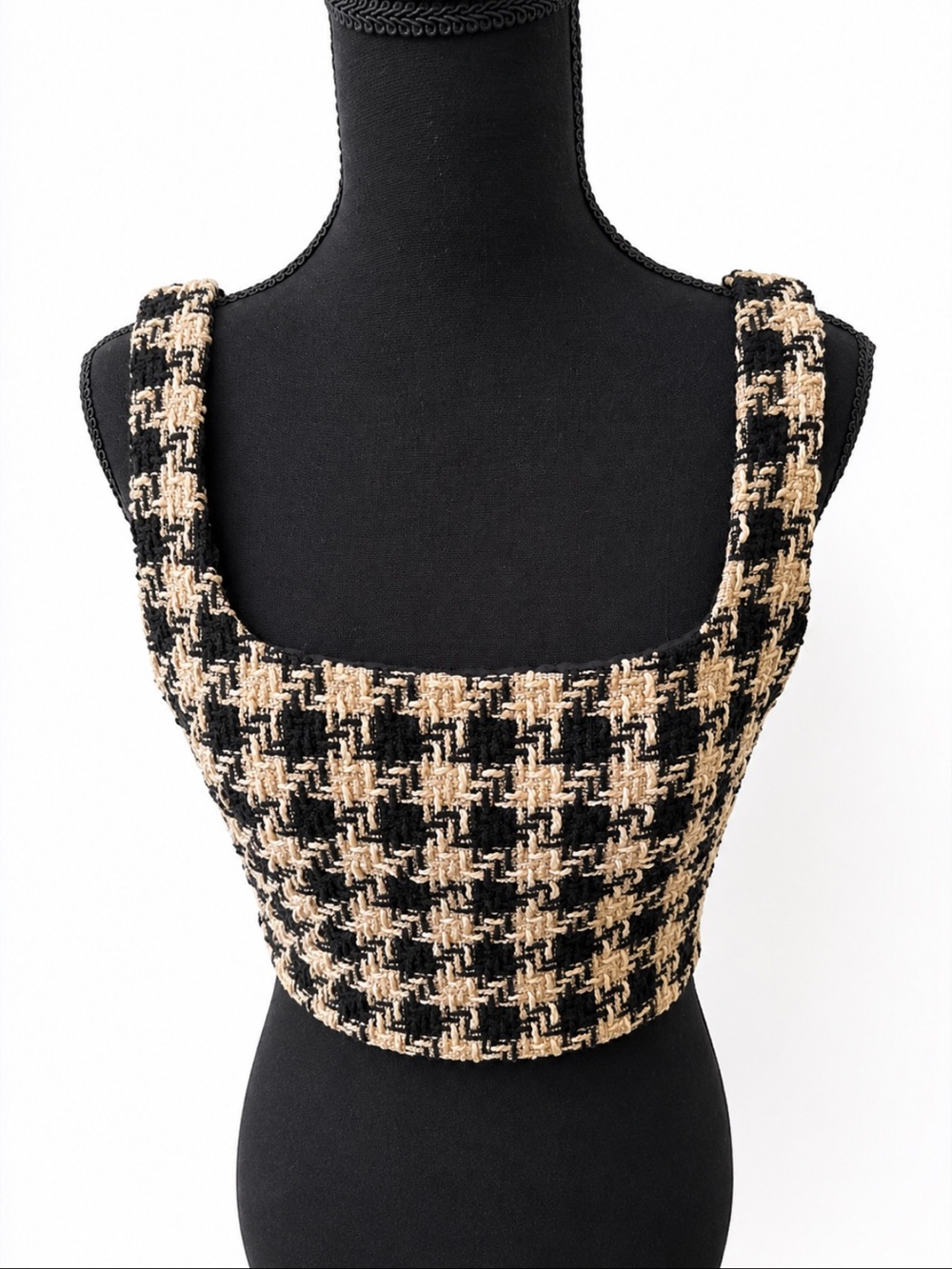 House of Harlow 1960 Houndstooth Crop Top XS Textured Boucle Sleeveless